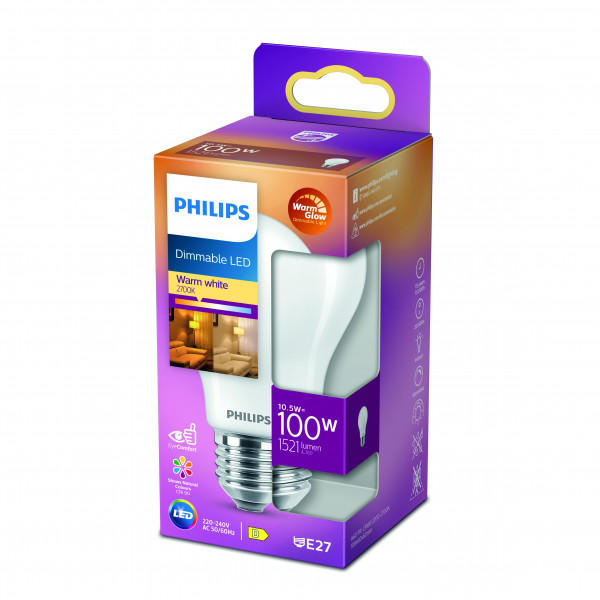 Phillips LED classic WarmGlow Lampe 100W E27 matt weiß dimmbar
