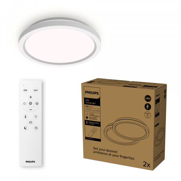 Philips Valen AIO Deckenl. RD 24W 27-65K white IP20 2er Pack